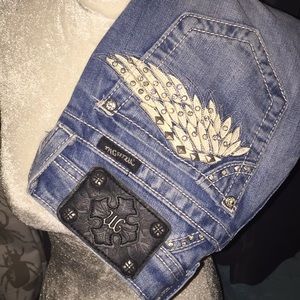 MissMe rhinestone and embroidered jeans